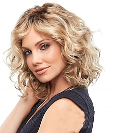 cheap -JF2089 Women's Fashion Synthetic Gold Short Curly Anti-Warping Hair Wig Water Wave Hair Wigs