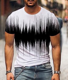 cheap -Men's T shirt Tee Shirt Graphic 3D Round Neck Black / White Green Rainbow Red White 3D Print Plus Size Daily Going out Short Sleeve Print Clothing Apparel Streetwear