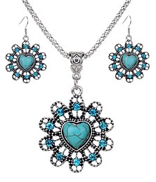 abordables -ebay aliexpress bijoux chauds mode européenne et américaine rétro ethnique turquoise boucles d'oreilles collier ensemble collier