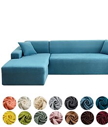 voordelige -stofdicht almachtige hoezen stretch l-vorm bankhoes super zachte stof bankhoes sofa met een gratis boster case verbeterde moderne bank hoes voor woonkamer meubels beschermer voor huisdieren