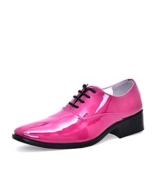 preiswerte -Oxford-Schuhe für Herren aus glänzendem rosa Lacklederimitat – auffällige Abendschuhe für Partys und besondere Anlässe