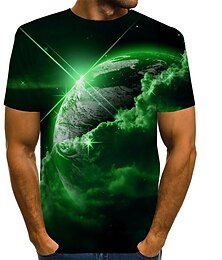billige -Herre Unisex T-shirt T-Shirts Grafisk Trykt mønster Interstellar Rund hals Gul Rød Blå Lilla Grøn 3D-udskrivning Plusstørrelser Afslappet Daglig Kortærmet Tøj Årgang Originale