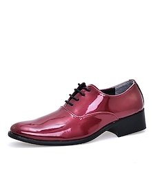 olcso -Férfi Félcipők Derby cipő Ruha cipő Lakkbőr cipők Üzlet Klasszikus brit úriember Esküvő Karácsony karácsony PU Fűzős Piros Burgundi vörös Kék Tavasz Ősz