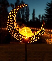 voordelige -ramadan eid lichten zonne-verlichting outdoor waterdichte led solar patio tuin gazon licht smeedijzeren maan retro glas crack holle projectie lamp plug licht outdoor tuin decoratie landschap lamp