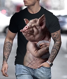 ieftine -Bărbați Mărime Plus Tricou Mare si inalt Grafic Rotund Manșon scurt Vară Șic Stradă Exagerat Misto Designer Zilnic Concediu Topuri