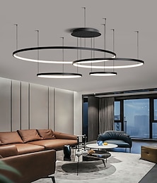 baratos -40 60 80 cm regulável luzes pendentes led design círculo alumínio sílica gel estilo moderno círculo clássico preto contemporâneo moderno 220-240v 110-240 v