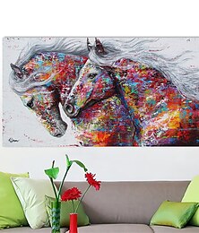billige -vægkunst lærredstryk plakater maleri kunstværk billede farverige heste moderne boligindretning dekoration rullet lærred uden ramme uindrammet ustrakt