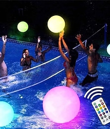 baratos -piscina led luz flutuante 40cm bola brilhante bola luminosa inflável bola led bola de praia decorativa para piscina exterior equipamento desportivo
