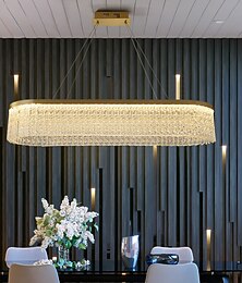 abordables -pendentif led lustre en verre îlot de cuisine lumière moderne cercle d'or design 80 cm lanterne desgin métal électrolytique 220-240v 110-120v