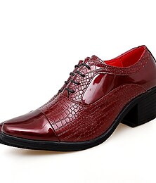 cheap -Men's Oxfords Derby Shoes Dress Shoes Patent Leather Shoes Vintage Classic Christmas Xmas Party & Evening PU Height Increasing Lace-up Black White Red Spring Fall