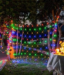 olcso -led hálós lámpák 6m x 4m 672 led hálós lámpák függönylámpák halászháló karácsonyi ünnepekre party dekor kültéri húrlámpák 8 üzemmóddal, nem vízálló összekapcsolható 220-240v