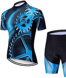 cheap -21Grams Men's Cycling Jersey with Shorts Short Sleeve Mountain Bike MTB Road Bike Cycling Black Red Royal Blue Gear Bike Clothing Suit 3D Pad Breathable Moisture Wicking Quick Dry Reflective Strips