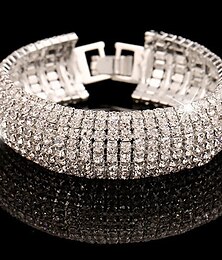cheap -Women's Rhinestone Bracelet Golden Silver Classic Fashion Luxury Alloy Bracelet Jewelry  For Wedding Party Evening Gift