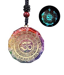 preiswerte -Orgonit Anhänger Om Symbol leuchtende Halskette Chakra heilende Energie Halskette Meditationsschmuck handgefertigt professionell