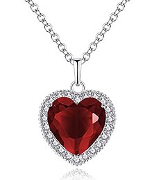 olcso -örök szerelem az óceán titán szíve nyaklánc női lányoknak ezüst tónusú medál nyaklánc 5a köbös cirkónia divat ékszerek évforduló valentin születésnapi ajándék (piros)
