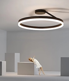 baratos -luz de teto led círculo moderno preto branco 40cm 50cm luzes embutidas em alumínio estilo artístico estilo moderno acabamentos pintados com estilo LED moderno 220-240v