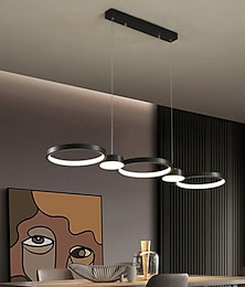 economico -lampada a sospensione led cucina isola luce cerchio anello design nero 95 cm lampadario metallo stile artistico stile moderno elegante finiture verniciate 220-240v
