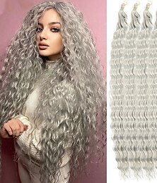 economico -Capelli intrecciati sintetici naturali naturali intrecciati all'uncinetto da 30 pollici con riccioli afro ombre intrecciate estensioni dei capelli per le donne