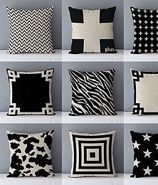cheap -Black White Double Side Cushion Cover 1PC Soft Throw Pillow Cover Cushion Case Pillowcase for Sofa Bedroom Livingroom Superior Quality Machine Washable  Outdoor Cushion for Sofa Couch Bed Chair
