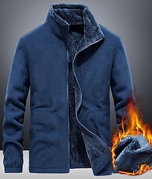 abordables -chaqueta de lana de senderismo para hombre rompevientos forro polar invierno al aire libre color sólido térmico cálido a prueba de viento ligero cuello alto prendas de vestir exteriores gabardina superior solo deslizador caza pesca escalada azul