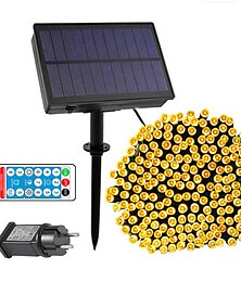 economico -stringa di energia solare luce 50m-400leds 100m-800leds con telecomando 8 modalità lampeggiante timing set plug-in doppio scopo ringraziamento natale festa all'aperto decorazione del giardino luci
