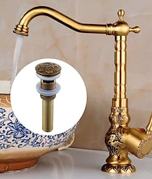 abordables -robinet de lavabo de salle de bain centerset en laiton centerset mitigeur un trou robinets de bain