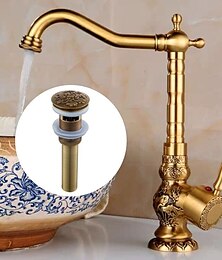 abordables -Robinet de buanderie pour évier utilitaire de style rétro de luxe avec bonde escamotable, robinet de lavabo à un trou à poignée unique avec interrupteur d'eau chaude et froide, robinet commercial de