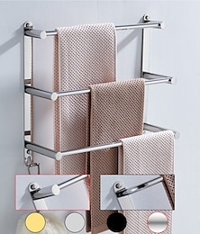 abordables -Porte-serviettes mural, étagère de rangement en acier inoxydable à 3 niveaux pour porte-serviettes pour salle de bain 60 cm porte-serviettes porte-serviettes porte-serviettes (noir/chrome/doré