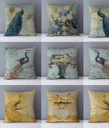 cheap -Vintage Peacock Double Side Cushion Cover 1PC Soft Throw Pillow Cover Pillowcase for Sofa Bedroom Livingroom Superior Quality Machine Washable