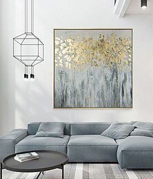 お買い得  -インテリア雑貨 油絵 手作り 手描き 壁アート モダン ゴールドホイルツリー 抽象的 家の装飾 装飾 ロールキャンバスフレームなし ストレッチなし