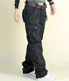 preiswerte -Cargo-Fallschirmhose für Damen, Hose in voller Länge, 100 % Baumwolle, Tasche, weit, mikroelastisch, hohe Taille, Athleisure, lässig, täglich, grau, grün, armeegrün, S. M