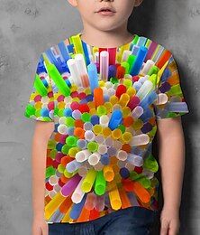 halpa -Poikien 3D Kuvitettu T-paita Lyhythihainen 3D-tulostus Kesä Aktiivinen Polyesteri Lapset 4-12 vuotta Arki-asut Normaali