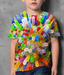 levne -Chlapecké 3D Grafika Tričko Krátký rukáv 3D tisk Léto Aktivní Polyester Děti 4-12 let Denní nošení Běžný
