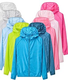 abordables -Hombre Mujer Cortavientos Chaqueta Chaqueta de piel para correr Bolsillo Full Zip Manga Larga Chaqueta Deportivo Ropa Deportiva Impermeable Protección solar UV Resistente al Viento Aptitud física