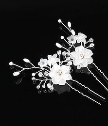 cheap -korean-style hairpins, braided hair,Fall Wedding handmade flower headgear, european and american bridal accessories, cross-border foreign trade, pearl hair fork pins
