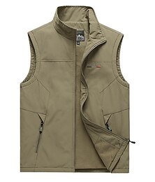 billiga -Herr Väst Gilet Fiskeväst Vandringsväst Ärmlös väst Gilet Jacka Utomhus Gata Dagligen Utekväll Streetwear Sportig Höst Vinter Ficka Blixtlås i fullängd Polyester Vindtät Håller värmen Andningsfunktion