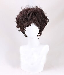 economico -frodo baggins parrucca cosplay marrone corto riccio capelli sintetici resistenti al calore parrucche per giochi di ruolo parrucche di halloween