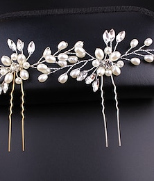 abordables -horquilla de cristal de perlas hecha a mano de novia coreana, pin en forma de U, tocado de boda, horquilla en forma de U