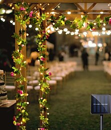 levne -solární ledová strunová světla venkovní růžová ratanová víla 2.3m 20leds ip65 vodotěsná svatební zahrada vánoční večírek girlanda venkovní terasa dekorace