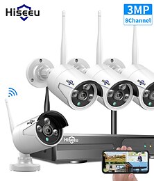 billiga -8ch ip kamera wifi nvr kit cctv säkerhetssystem 3mp utomhus vattentät wifi trådlöst videoövervakningssystem 8 kameror set