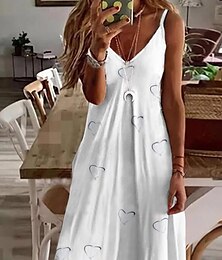 abordables -Robe mini pour femmes Robe décontractée Petite robe Robe d'été Robe de base Sexy Décontractée Vacances Quotidien Vacances Ajustement régulier Cœur LOVE Fruit Sans manches Col en V Bretelles spaghetti