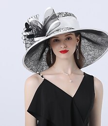 economico -Copricapo in poliestere  cotone Cappello a secchiello Cappello da sole Matrimonio all'aperto Kentucky Melbourne Cup Cappello con copricapo floreale in pizzo Abbigliamento da impressionare Abito per