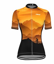 abordables -Mujer Maillot de Ciclismo Manga Corta Bicicleta Maillot Camiseta con 3 bolsillos traseros MTB Bicicleta Montaña Ciclismo Carretera Transpirable Secado rápido Dispersor de humedad Bandas Reflectantes