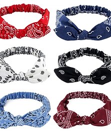 abordables -4 pièces/ensemble vintage bohême bandes de cheveux pour filles femmes cheveux accessoires doux élastique bandeau rétro cerceau croix turban bandanas chapeaux