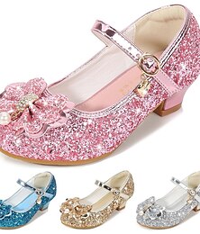 cheap -Girls' Heels Daily Glitters Dress Shoes Heel Rubber PU Breathability Non-slipping Height-increasing Glitter Crystal Sequined Jeweled Big Kids(7years +) Little Kids(4-7ys) Toddler(9m-4ys) Wedding
