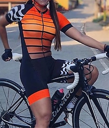 abordables -Mujer Manga Corta Traje de triatlón Verano Licra Poliéster Verde Negro Naranja Retazos Gracioso Bicicleta Trajes de Yoga Transpirable Secado rápido Reductor del Sudor Deportes Retazos Ciclismo de