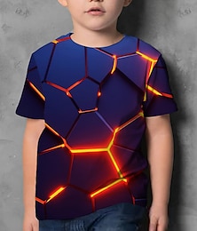 cheap -Kids Clothes Boys' T shirt Short Sleeve Blue 3D Print Optical Illusion Summer Top 4-12 Years