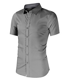 olcso -Férfi Ing Check Shirt Galléros ing Gombos póló Kockás Esküvő Hétköznapi Fekete Medence Szürke Világoskék Rövid ujjú Térfogatcsökkenés Nyár Ruházat Gomb lefelé