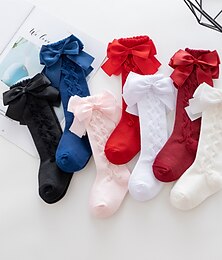 economico -Bambino Da ragazza Giornata universale dell'infanzia Biancheria intima Bianco Nero Rosa Tinta unita Collage Autunno Inverno Lolita Da tutti i giorni 1-12 anni / Bambino (1-4 anni) / Con fiocco