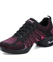 cheap -Women's Dance Sneakers Training Performance HipHop Sneaker Thick Heel Lace-up Adults' White Black Fuchsia